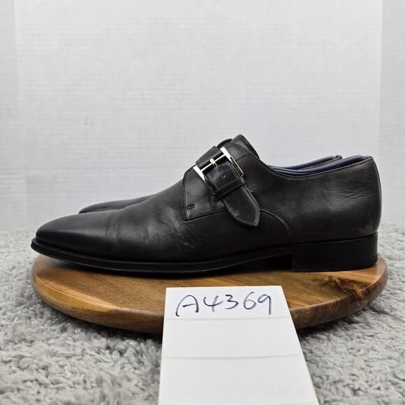 Magnanni Men 10.5M Macro Gray Patina Daily Casual Monk Strap Loafer Dress Shoe